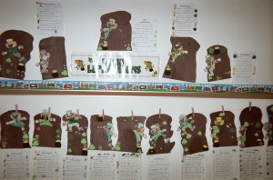 A display of letters expressing, "We're lucky all year long!"